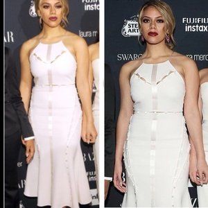 Cinq a sept shaik pale pink button detail silk blend bodycon dress FINAL PRICE